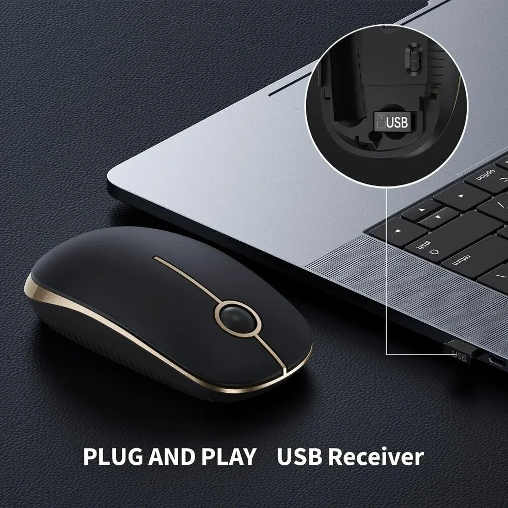 ✨ Mouse Wireless 2.4G Slim Portable Computer with Nano Silent Optical Laptop